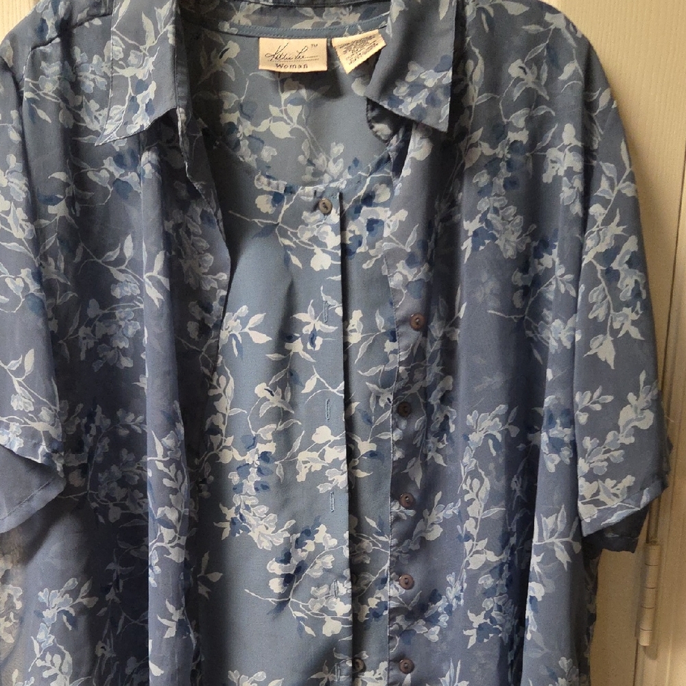 Sheer Floral Button-Up Blouse